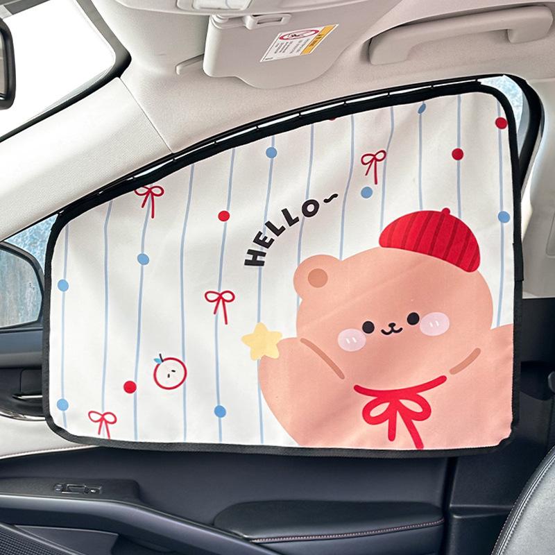 

Cartoon Summer Car Sunshade: Cute Heat-Insulating Blackout Curtains for Baby s Side Window Protection