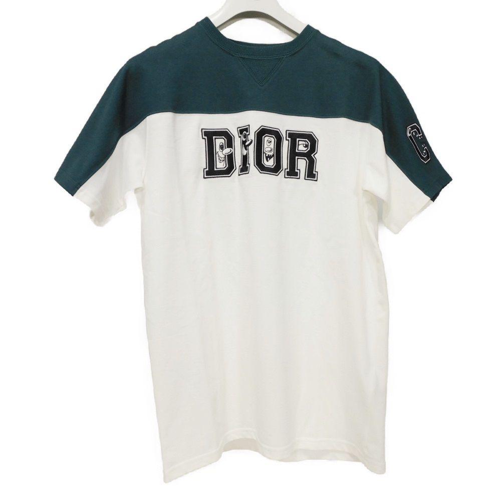 Used 10656 Logo Patch Crew Neck 193J646A0554 7829 S Green FS Stamp Unused Kenny Scharf White Men's from Japan AUTHENTIC