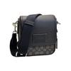 Coach Lucas 16 Classic Monogram Magnetic Closure Leather And Fabric Shoulder Crossbody Bag Small Men bags Black CO915-SVO1U