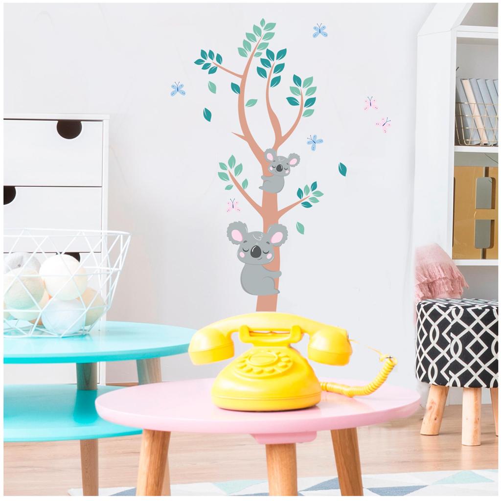 Les Trésors De Lily [R3409] - Stickerbogen 'Koalas' grau grün - 50x70 cm