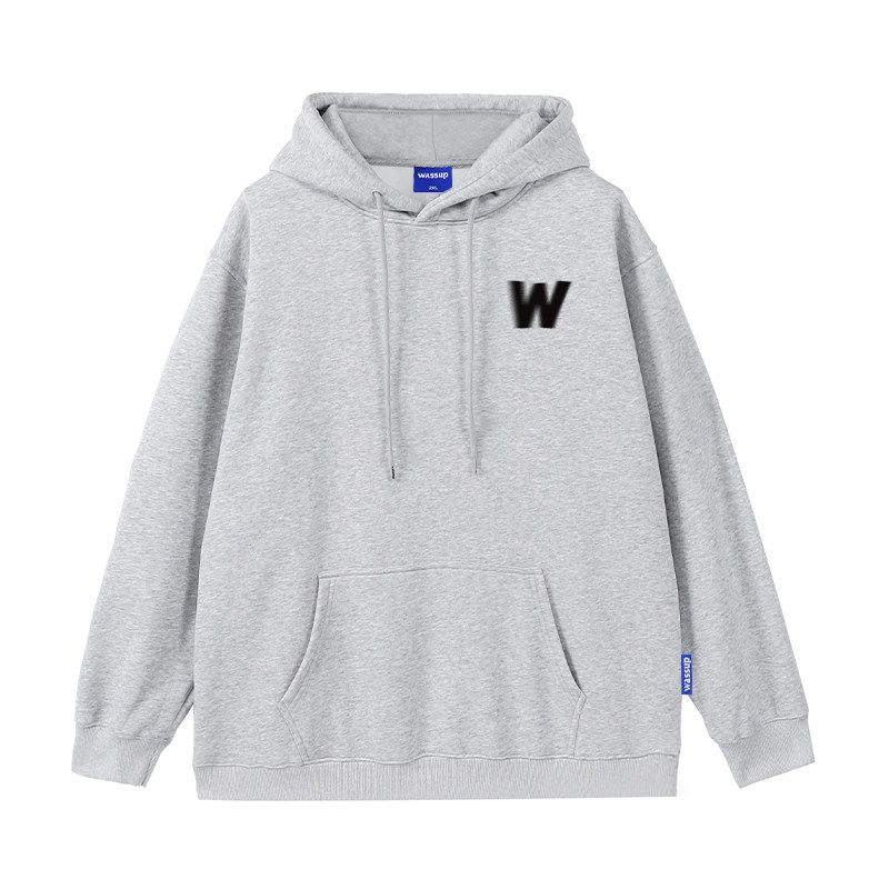 Wassup Heods Blurred W Letter Sweatshirt for Men and Women, Autumn and Winter Loose Fit, Fleece-Lined, National Trendy Brand Couple Hoodie