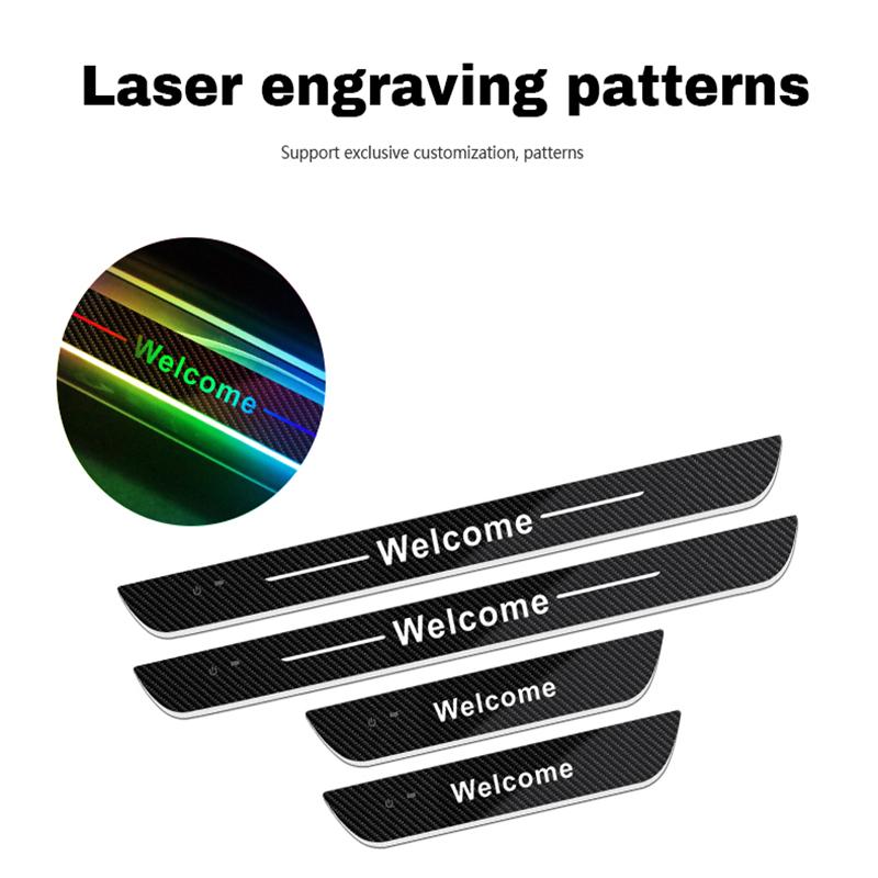 Carbon fiber For Toyota GR SPORT RAV4 YARIS CHR HILLIX Customized Car Welcome Door illuminated Sill Light Logo Lamp LED Pedal