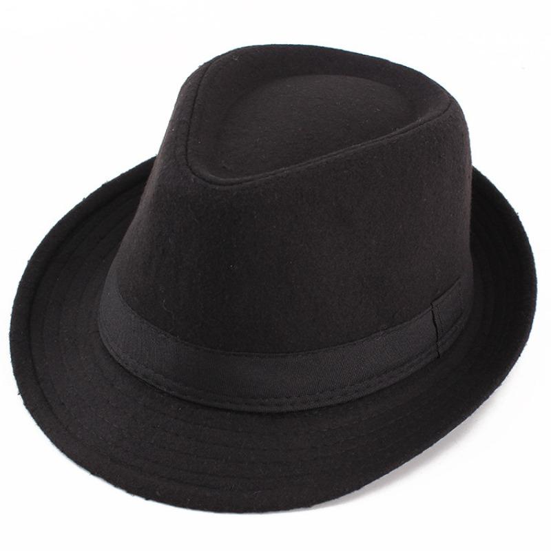 Autumn and winter men's top hat, Frannie plaid fabric warm middle-aged and elderly jazz hat casual top hat men's hat