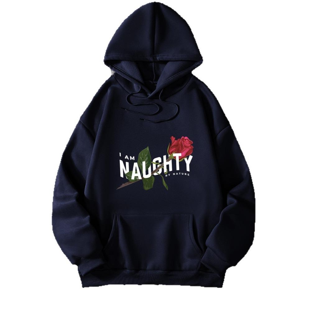 Women's Real Shot American Plant-printed Sweater Hooded Autumn and Winter New Men's and Women's Models