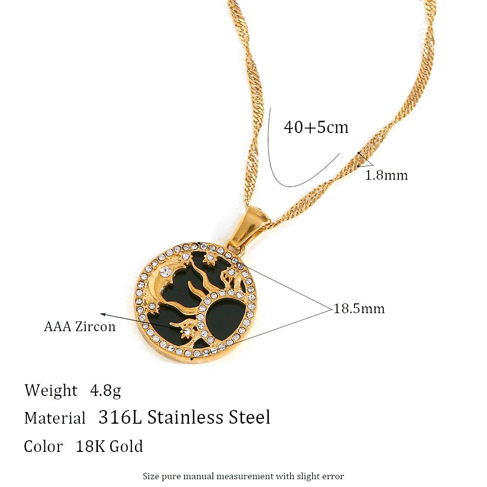 MamacitaSlay 316L Stainless Steel Shell Zircon Sun Pendant Necklace 18K Gold Plated Waterproof Jewelry Women's Creative Necklace