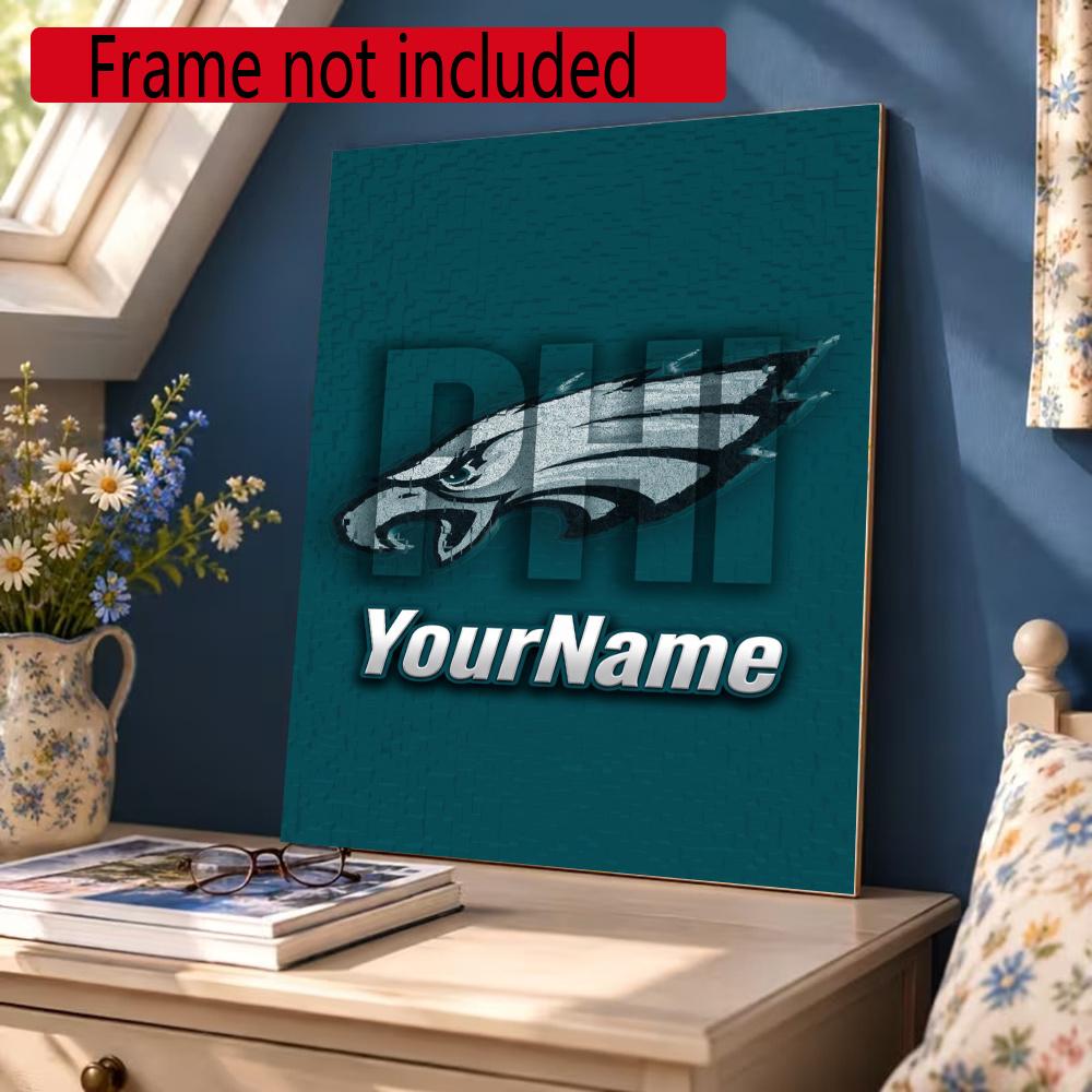 Philadelphia Eagles Personalized Text Diamond Painting Round Diamond Mosaic Rhinestones Diamond Embroidery Craft Kit Wall Decor Without Frame