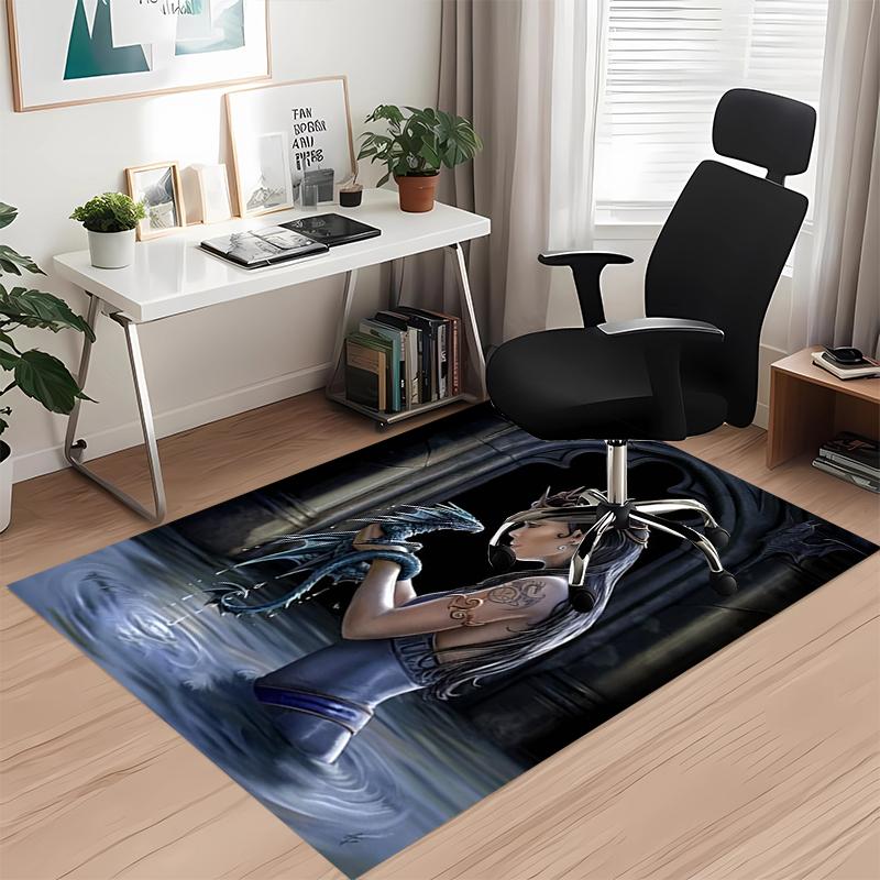 Dark Printed Carpetrugfor Office Chair Living Room Bedroom Kitchen Room Decor Gifts