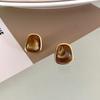 Vintage Brown Acrylic Water Drop Earrings For Women Girls Fashion Metal Round Geometric Dangle Earrings Wedding Jewlery Gifts