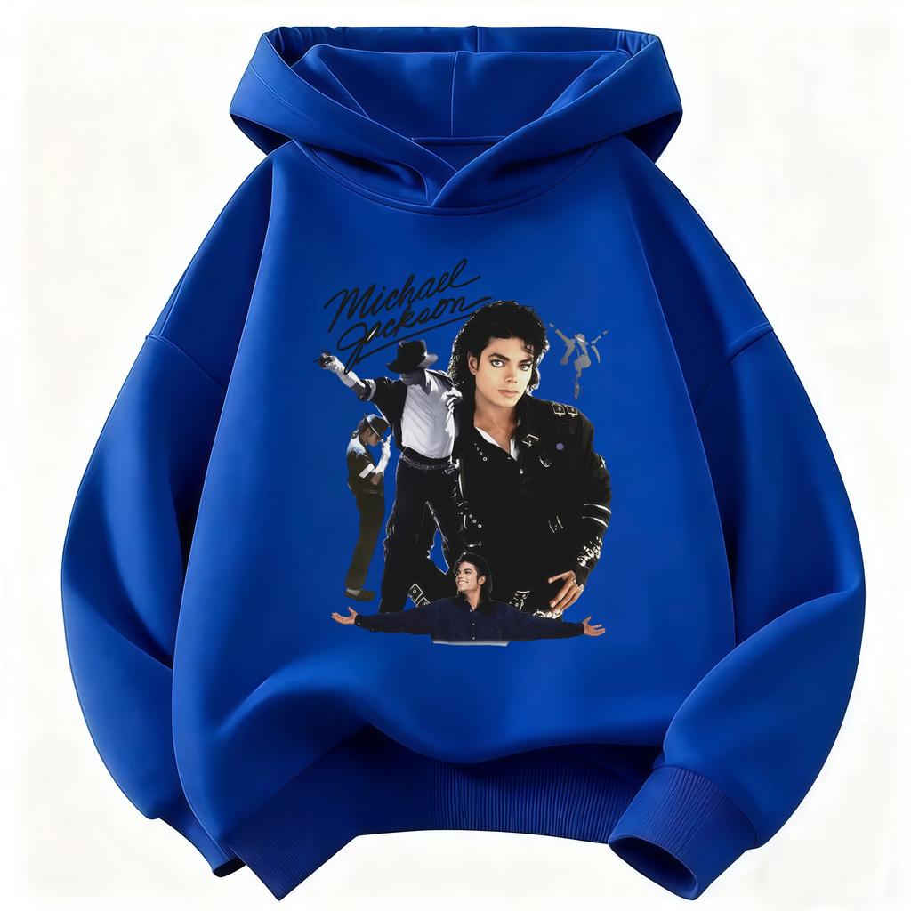 Felpa con Cappuccio Stampa Michael Jackson per Bambini 2026 – Calda Felpa con Grafica Icona Pop Stile Retro Autunno/Inverno per Bambini e Bambine