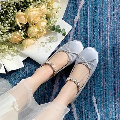 2024 Rhinestones Mary Janes Shoes for Women Ballet Flats Shiny Elegant Designer Shoes Ladies Satin Slip On Loafers Shoes New In 2024