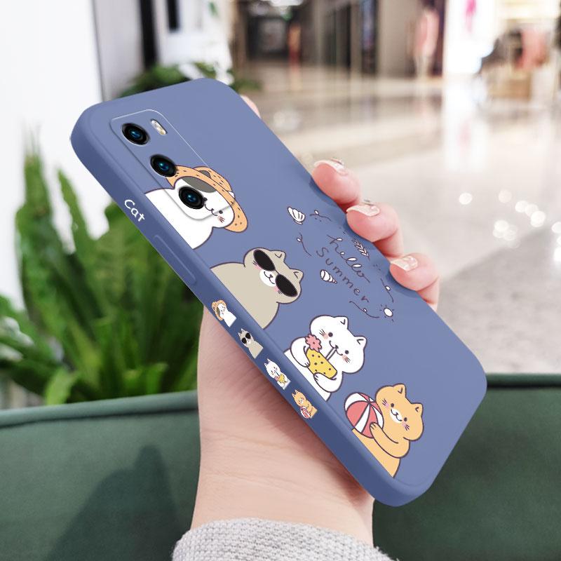 Vacation Cats Phone Case For Huawei P40 P50 P30 P20 Pro Lite Nova 5t Y7A Mate 20 Pro Lite Liquid Silicone Cover