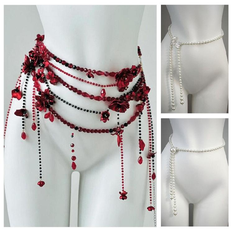 Elegant Waist Belt Aesthetic Stylish Charm Photo Props Belt for Jeans Dress Belt Body Jewelry Pearls Chain