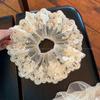 Korean Style Sweet Bow Fluffy Mesh Hair Tie for Women's Bun