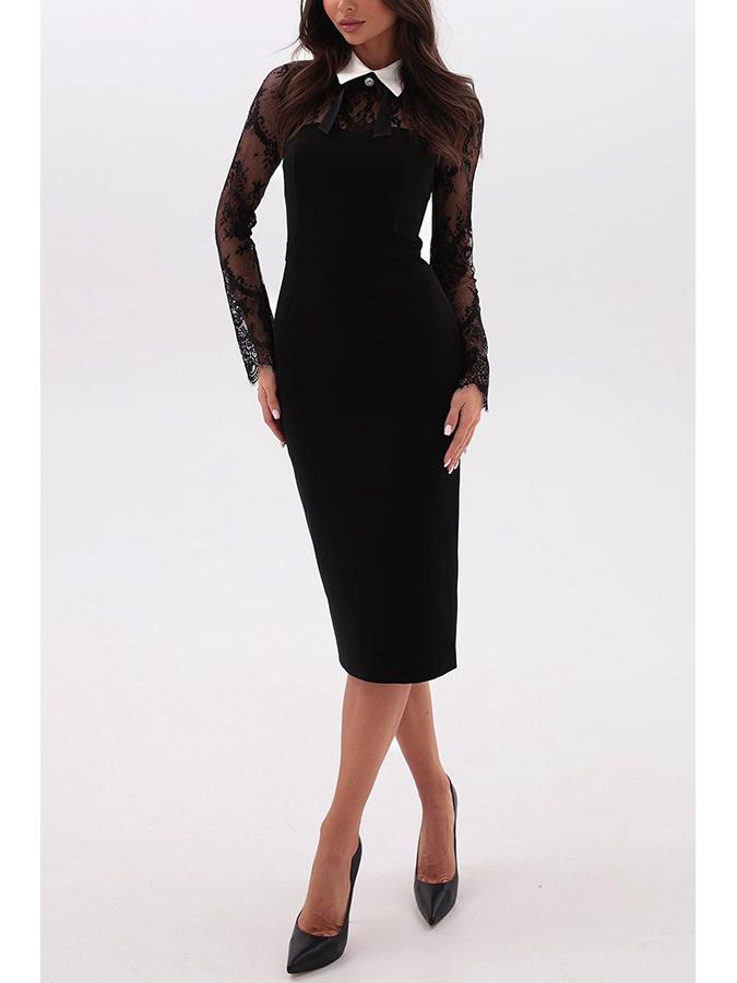 Vestido Sexy Bodycon con Encaje Empalmado para Mujer Europeo y Americano 2025