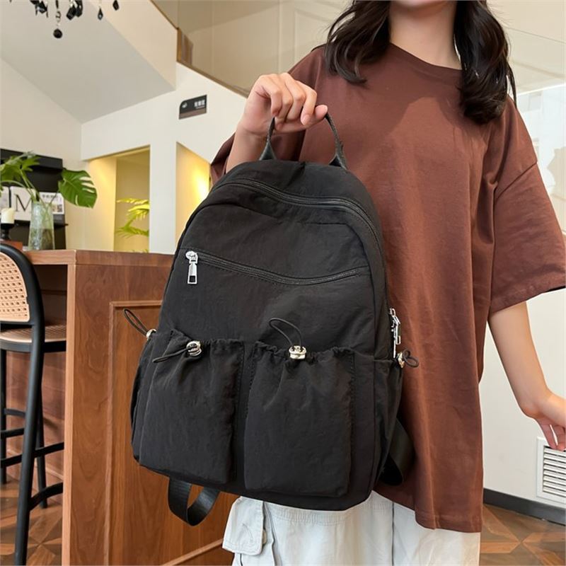 Schoolbag Ultra-light Nylon Backpack Women's 1011 New Solid Color Girl Schoolbag Popular Large-capacity Student Class Backpack