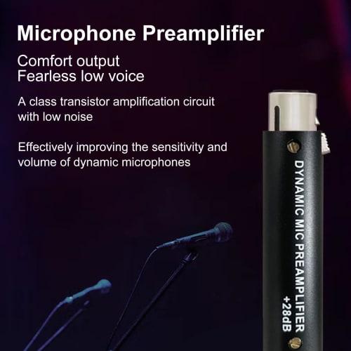 DM1 Active Inline Microphone Preamp with 28dB Gain, Plug and Play, for Podcasting or Live Streaming
