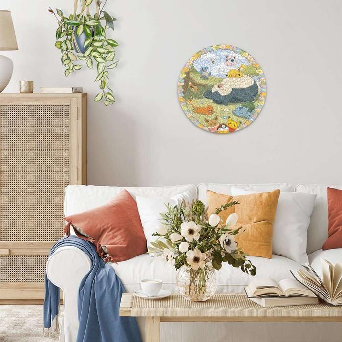 Puzzle rond 500 pièces - pokémon en fleurs