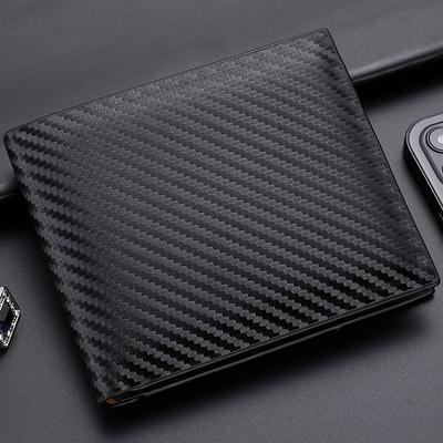Yeni Karbon Fiber Kısa Cüzdan Erkek Kart Çantası Entegre Fermuarlı Bozuk Para Çantası Tutucu