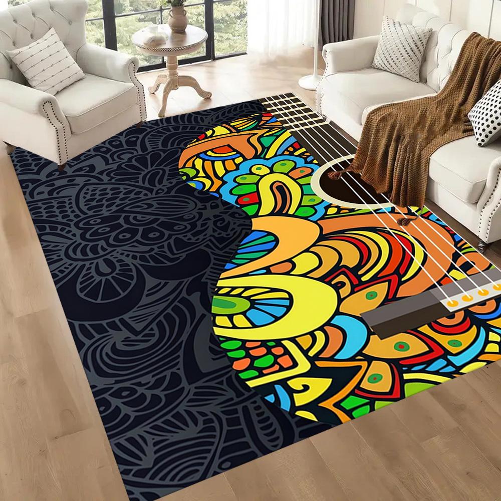 Electric Guitar In Flames Floor Mats for Living Room, Bedroom and Room Decoration Are Suitable for Gifts.