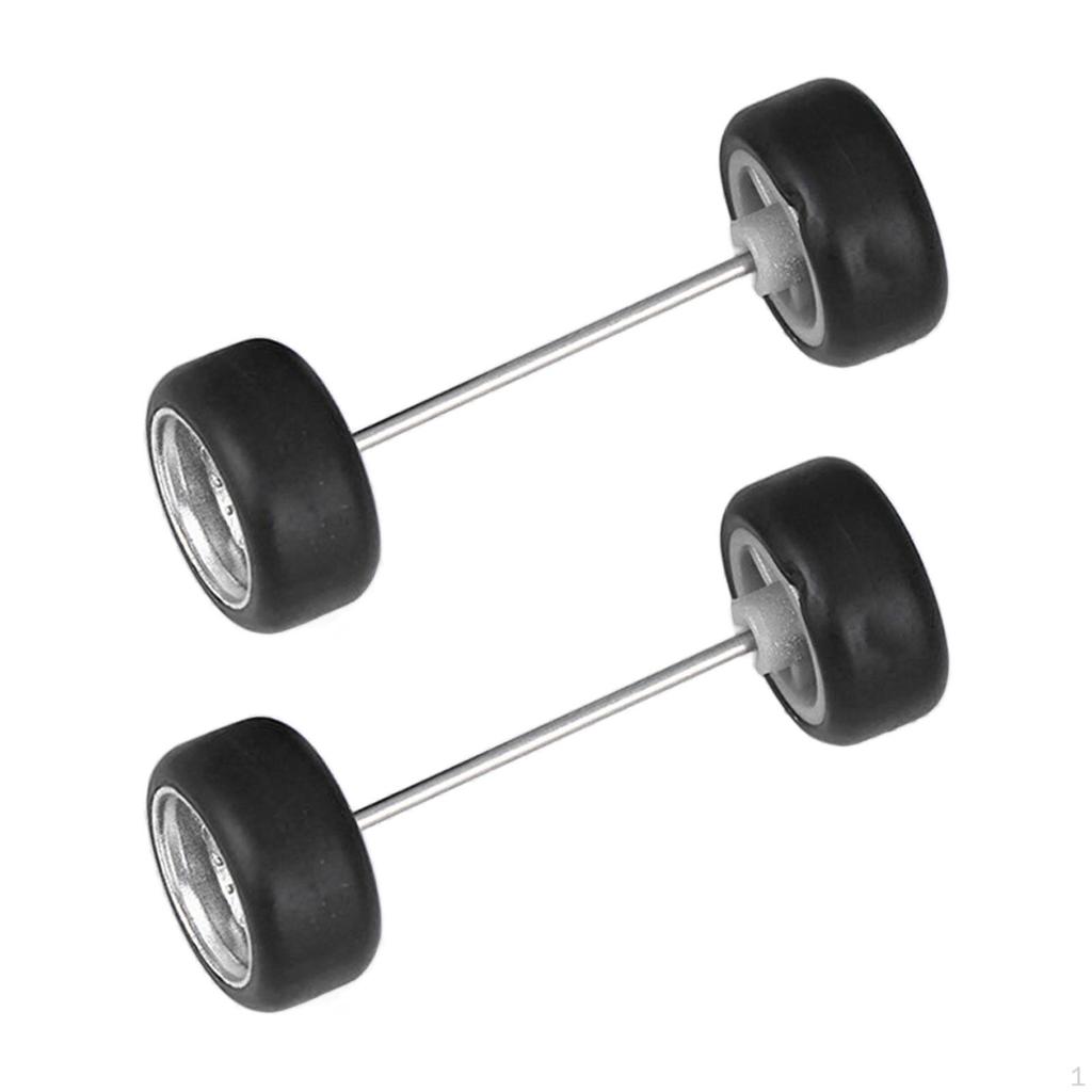 4 Pack 1/64 Scale Wheels with Axles for Diecast Car Models And RC Trucks