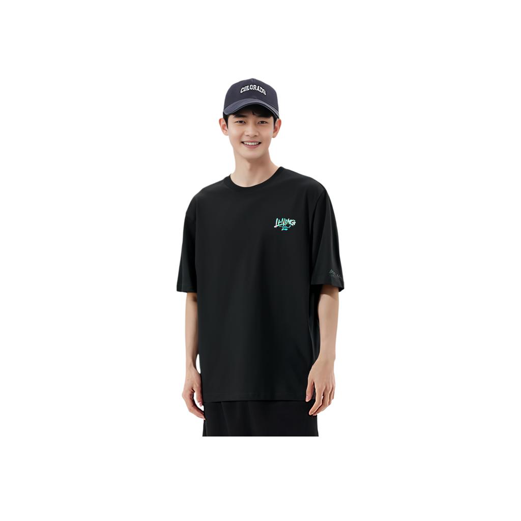 Li Ning Sports Fashion Series Comfortable Crew Neck Casual Short Sleeve T-Shirt Men Tops Black AHSUD83-5