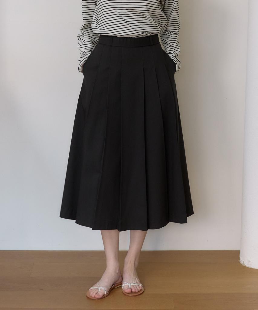 Our Hope Jane Pleated Long Skirt - Black