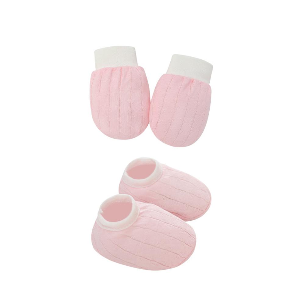 Newborn Beanie Hat Mittens Socks Set Lightweight Beanie Cotton Gloves No Scratch Mitten For Boys Girls