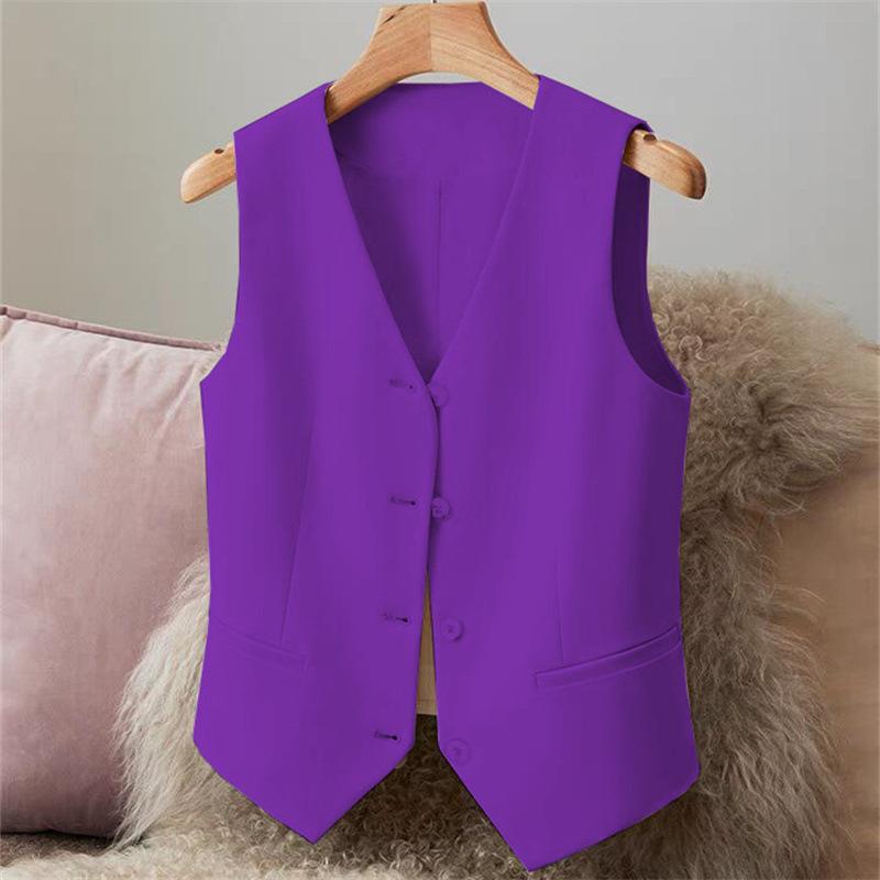 Women's Sleeveless Vest V-neck Button Front Cut Casual Elegant Spring Summer Tops Routine Suitable Office Vests & Waistcoats