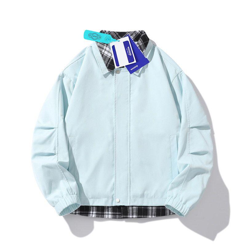 

Wassup American-Style Brown Flight Jacket for Men, Autumn and Winter Trendy Brand Plaid Patchwork Lapel High Street Retro Workwear Jacket Moonlight Blue 7xl
