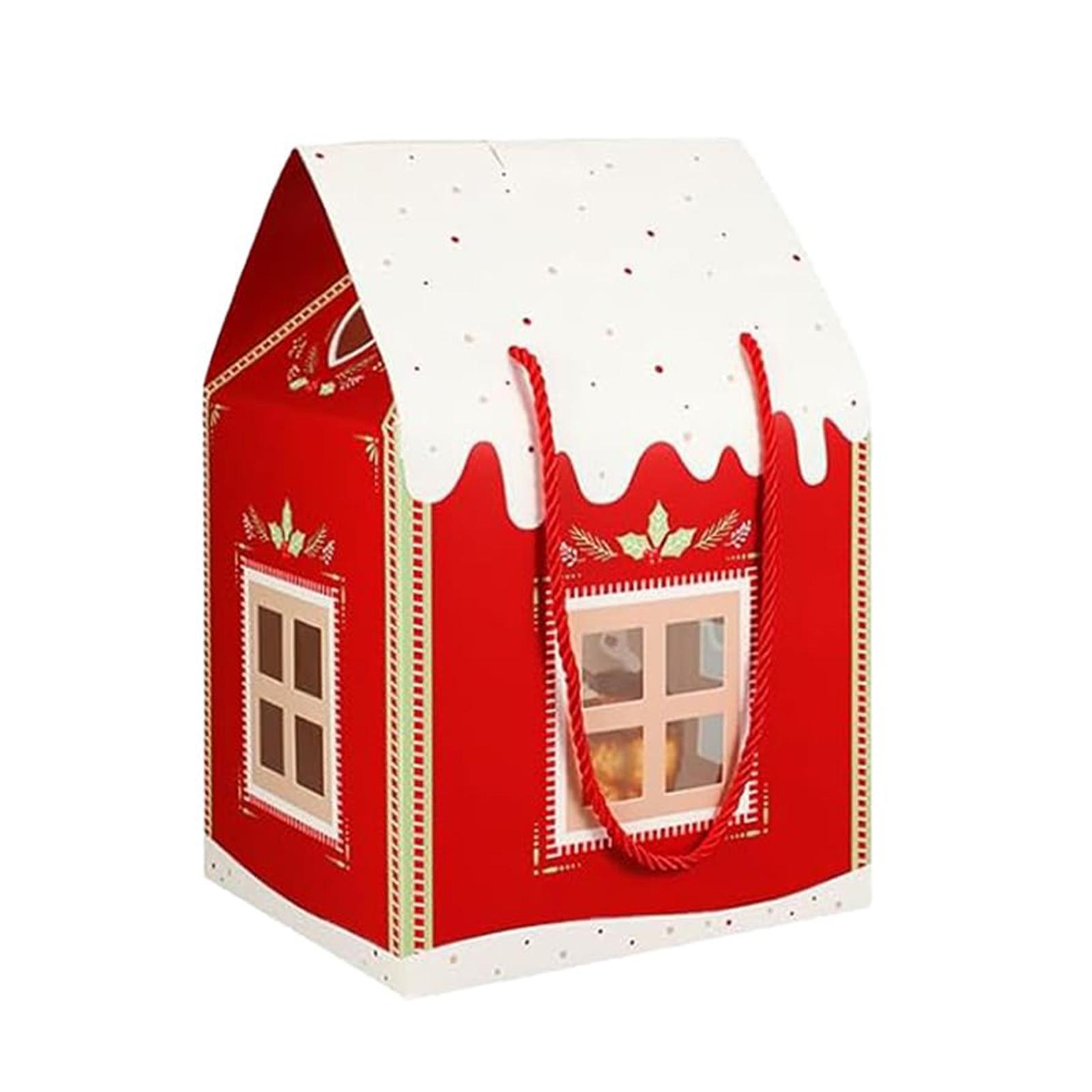

Christmas Cottage Gift Box Christmas Gift Boxes with Handle Paper Treat Boxes for Xmas Holiday Party Treat Goodie Packaging 11.81x7.87x7.09inch