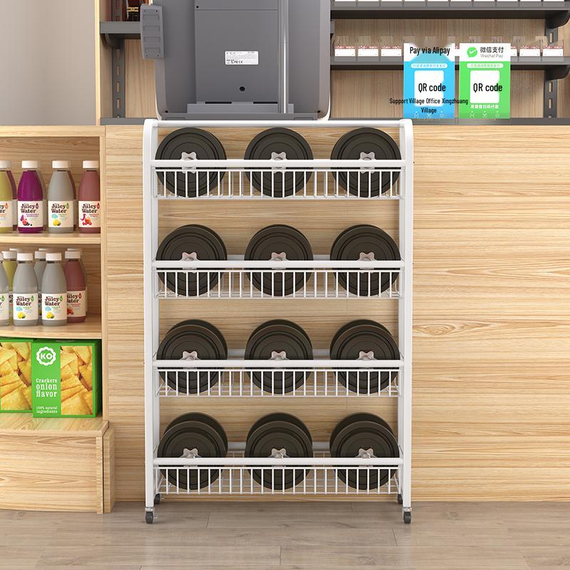 Compact Checkout Counter Shelf for Snacks and Gum Display