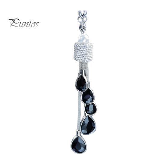 

Сверкающий подвесной кулон из горного хрусталя, украшение для зеркала заднего вида автомобиля со шнурком, легкое вешание, украшение из искусственного кристалла чёрный