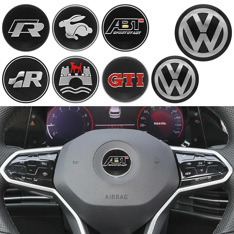 For Volkswagen For Volkswagen VW Golf Polo Passat GTI R Line R32 Jetta MK4 Car Steering Wheel Center Emblem Badge Stickers Interior Accessories
