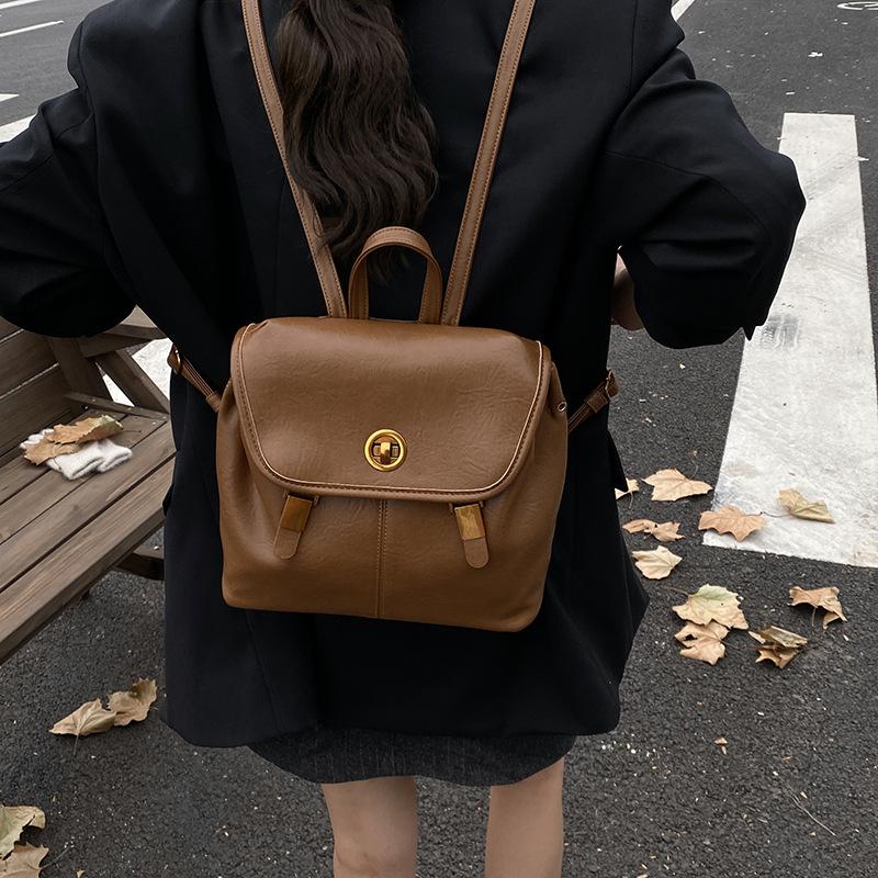 Retro Fashion Backpack New Simple Korean Version Ins This Year's Season Popular College Style Niche Backpack