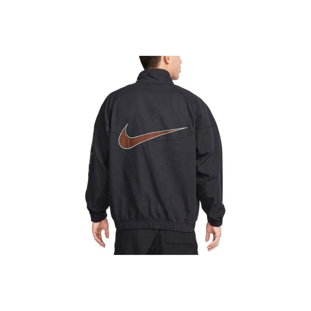 Nike Logo Full-Zip Mock Neck Jacket Men Outerwear Black FZ4727-010
