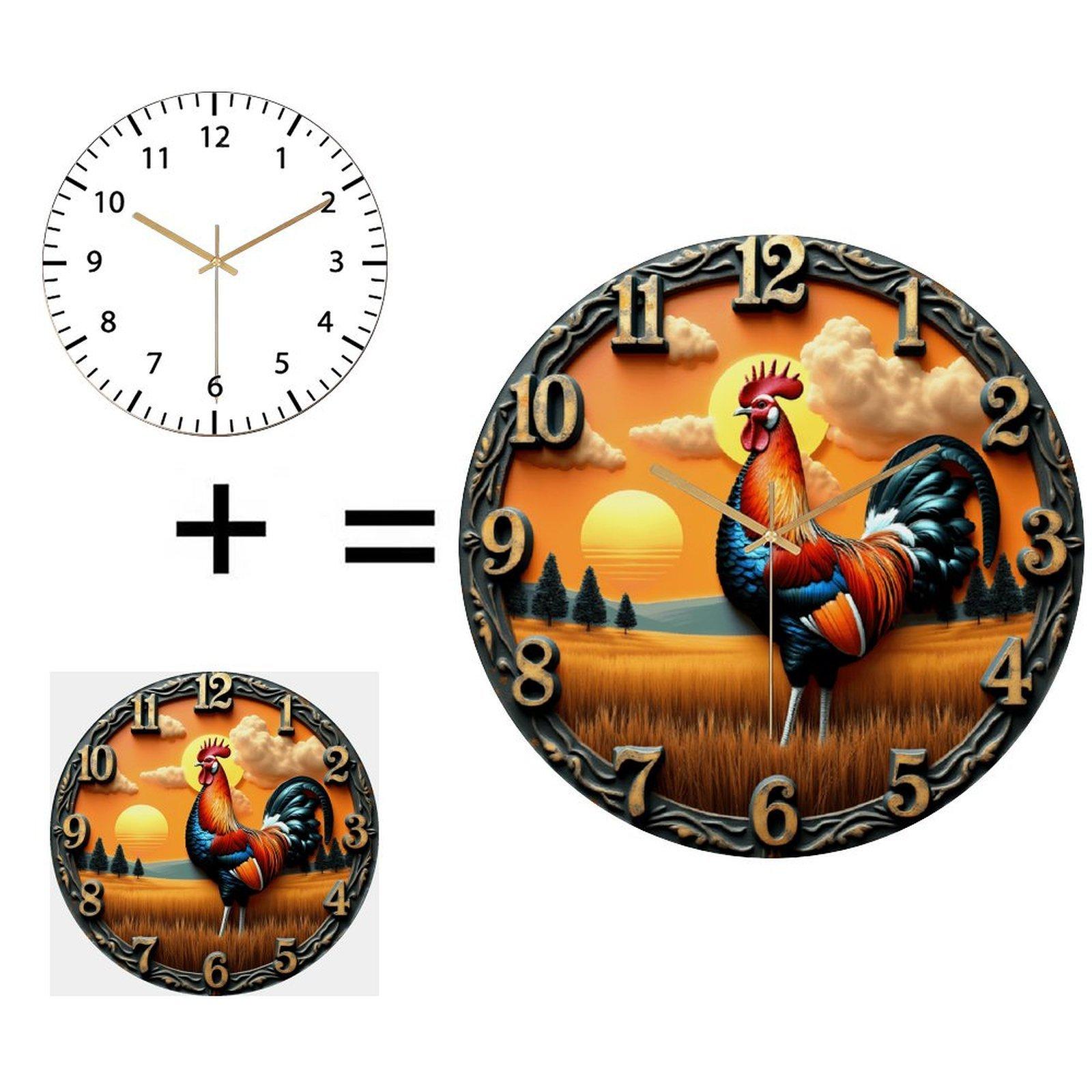 High-Quality 30x30cm Round Glass Wall Clock with Metal Frame and Clear Numbers (White,12 in(30.48cm))