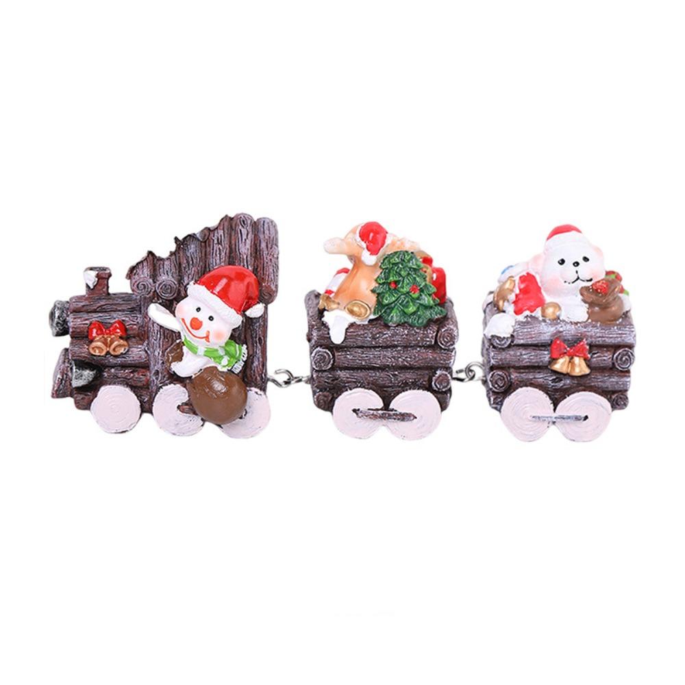 Resin Santa Claus Train Statue Cute Miniature Figurine Sculpture  Birthday