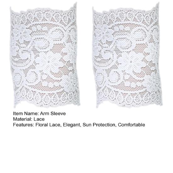 Maniche a braccio corte in pizzo da donna, lunghezza polso, senza dita, guanti parasole, pizzo floreale, copribraccia per matrimonio, ballo, guida, ciclismo