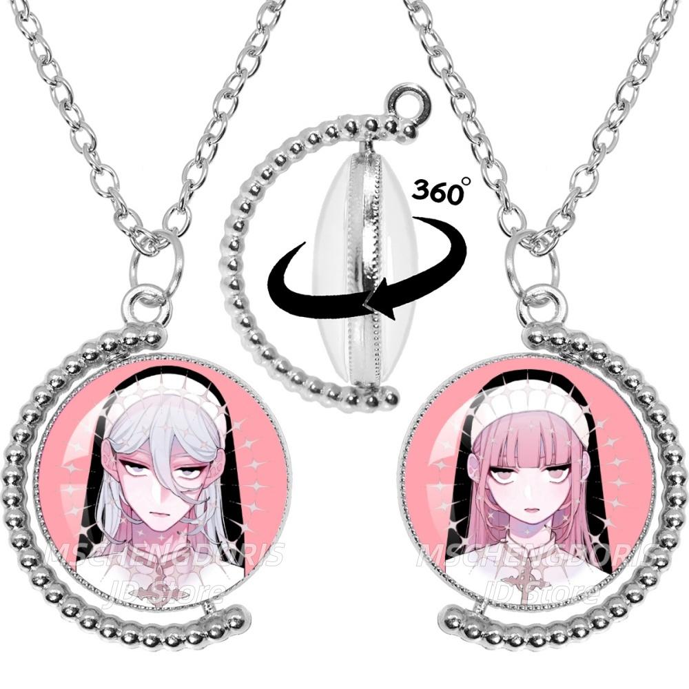 

Comics Fall in Love You False Angels Necklace Glass Round Double-Sided Rotating Pendant Necklace Charm Jewelry Fans Collect Gift
