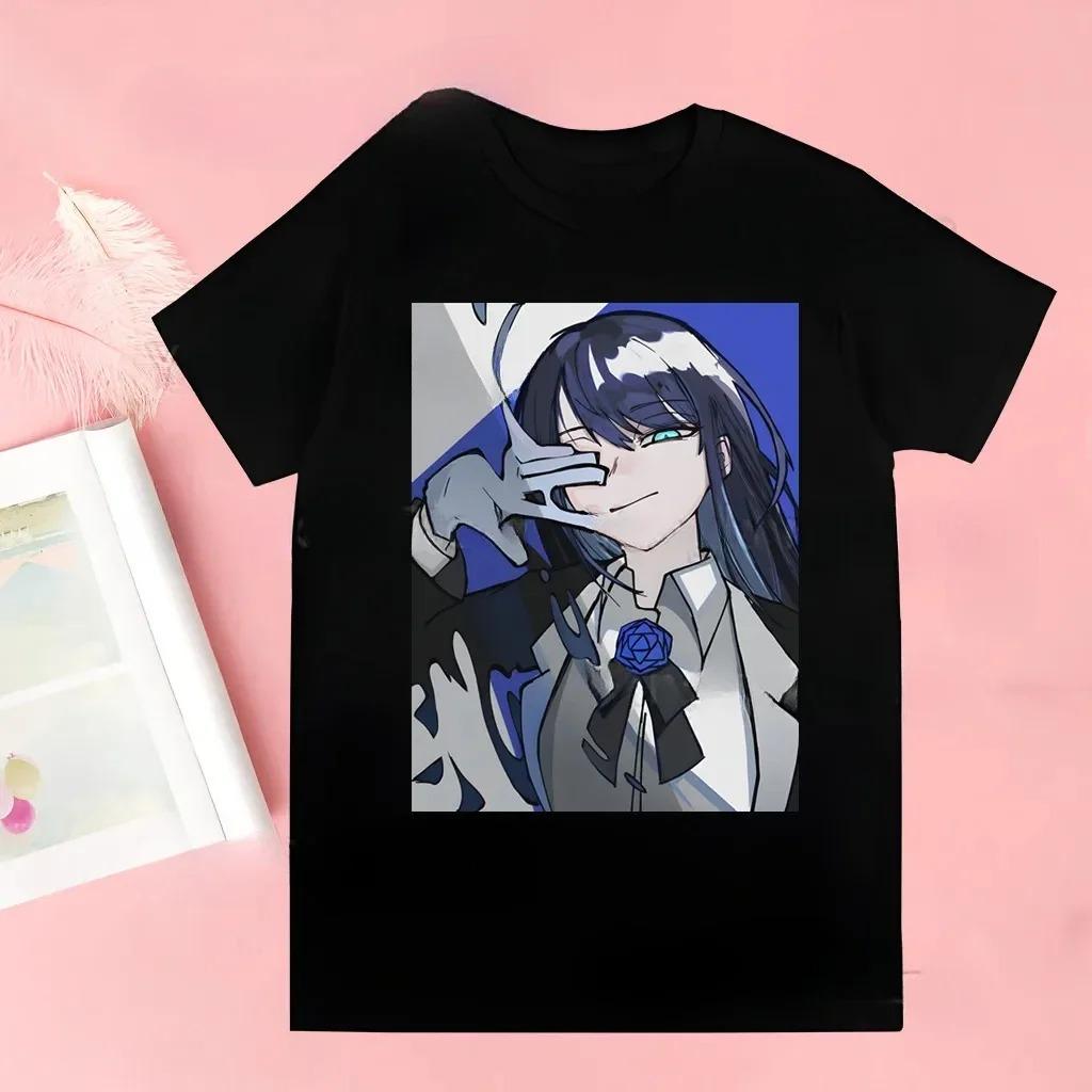 Anime Girl with Blue Rose T-shirt L