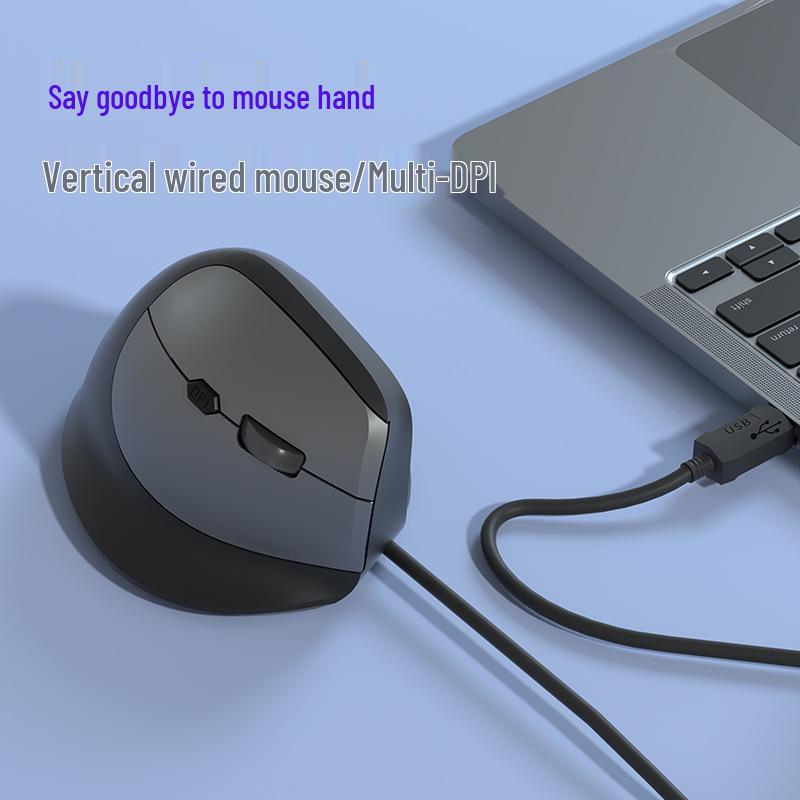 Ergonomic Wired Vertical Mouse with 6 Buttons for Office and Gaming