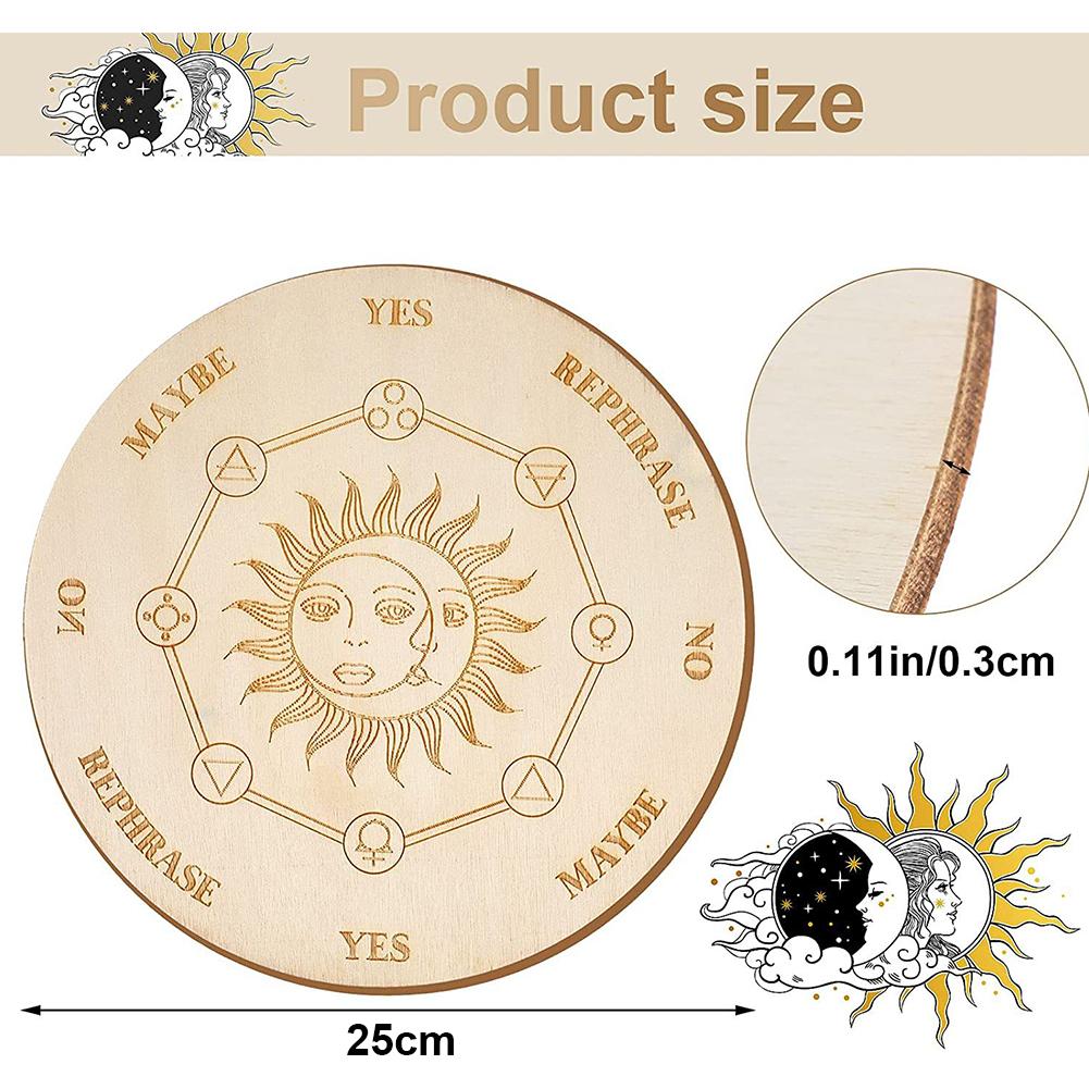 Astrology Game Playing Plate Carved Divination Pendulum Board with Stars Moon Metaphysical Healing Meditation Board
