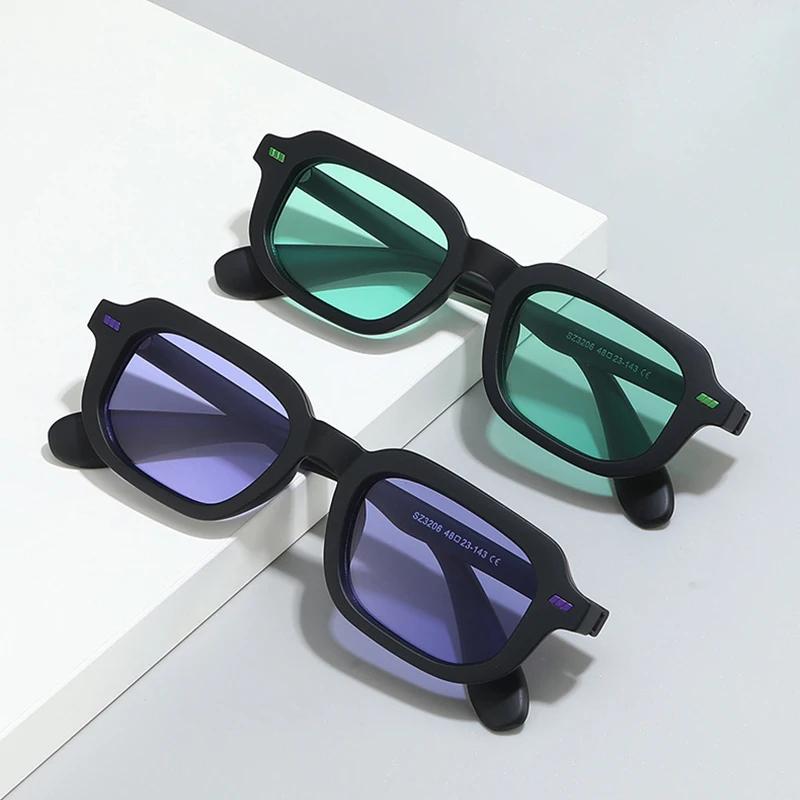  Fashion Small Square Women Sunglasses Retro Rivets Men Black Tea Shades UV400 Sun Glasses