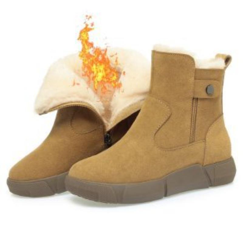 

Женские зимние сноубутсы с меховой подкладкой, водонепроницаемые замшевые полусапожки до середины икры, теплые, нескользящие 41 хаки