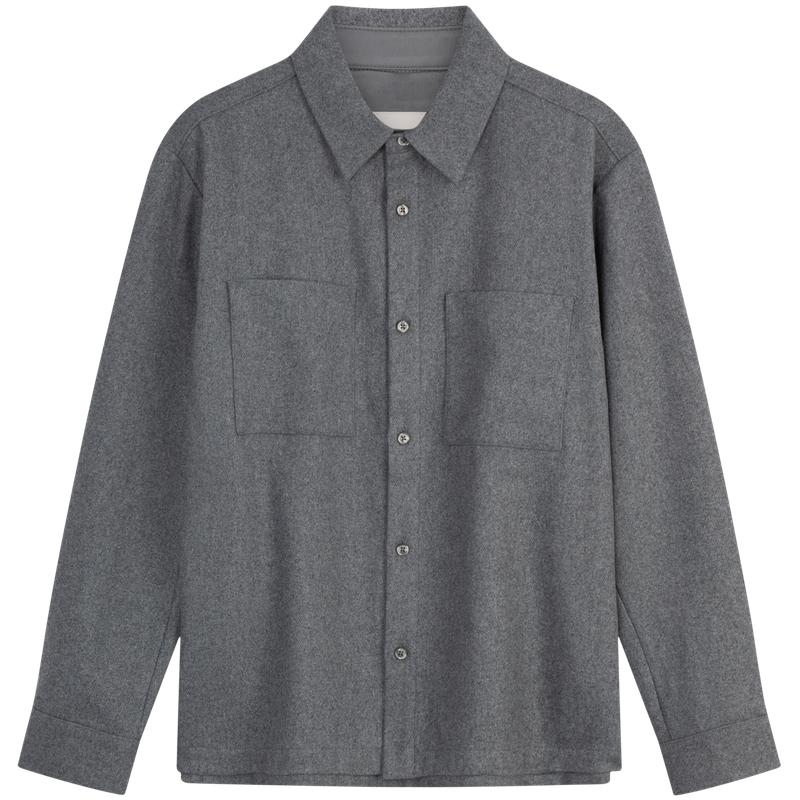 

Calvin Klein Wool Blend Business Casual Long Sleeve Shirt Men shirts Coconut-Gray 40EM536 M