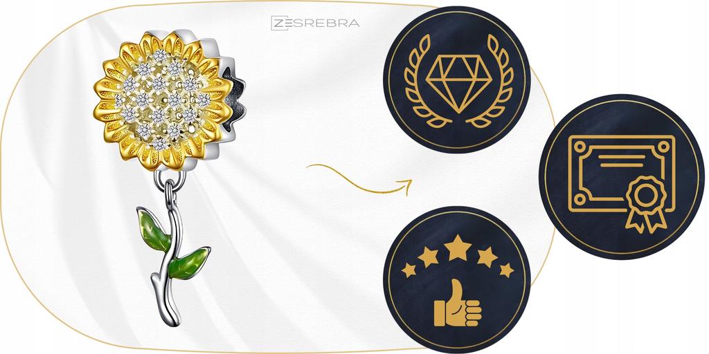 Charms Pr 925 Sunflower Pendant Bead Beads Colorful Zircons