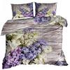 3D Cotton Satin Bedding 140x200cm LILAC FLOWER