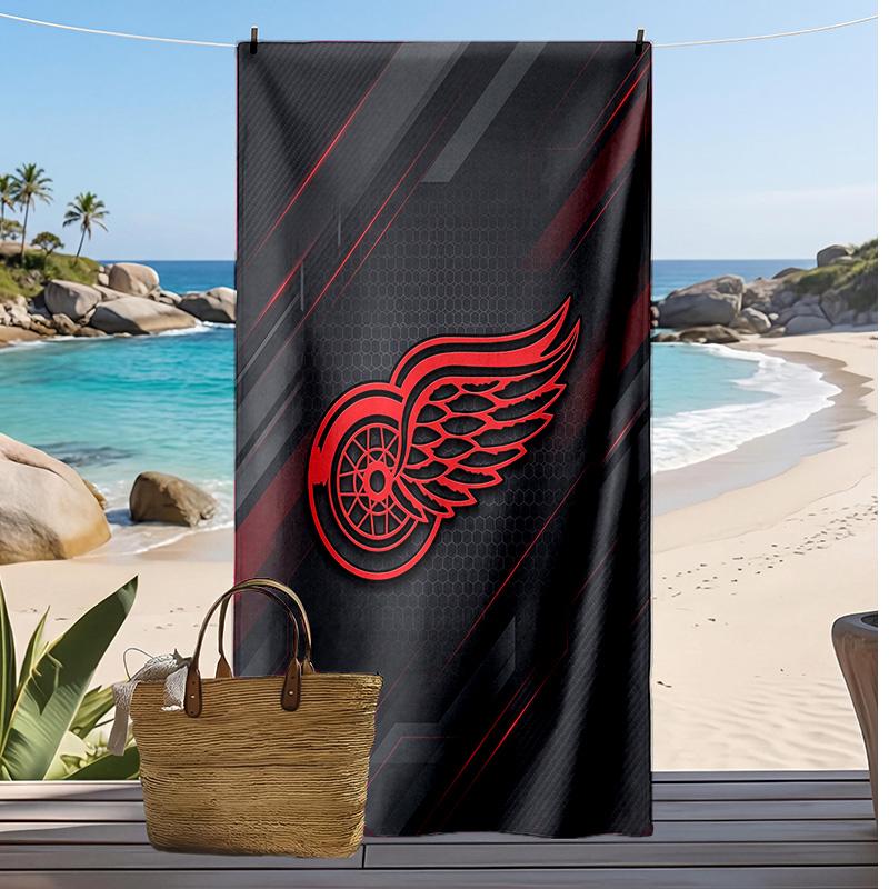 Detroit Red Wings Print Beach Towel Soft Portable Quick?dry Towel For Pool Summer Vacation Outdoor Sport