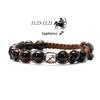 12 Zodiac Natural Stone Obsidian Hand-Woven Bracelets Cancer  Pisces Men's Bracelets Couples Friendship Jewelry Pulseras Hombre