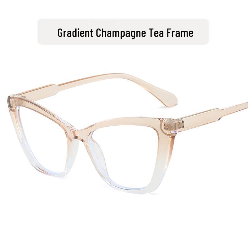 Leopard Print Cat Eye Color Block Glasses, Women's Retro Style, Prescription Compatible, Anti-Blue Light Frames.